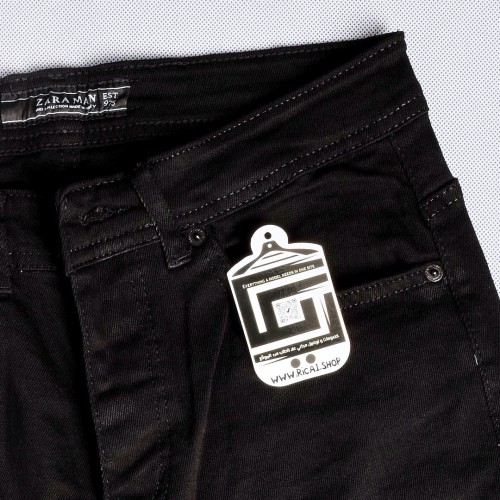 جينز zara هادئ سلم فت خامة متقدمة ليكرا باللون الاسود (خامة لا تجرد)