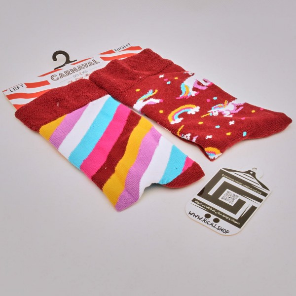 جوارب ملونة carnaval تباين شكلي بين اليمين واليسار - تدرجات الاحمر