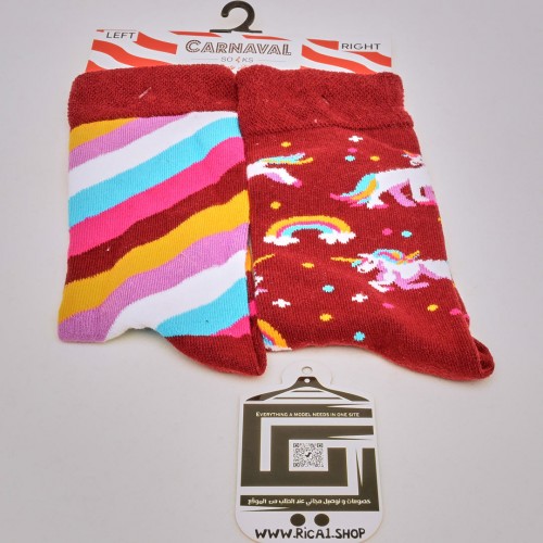 جوارب ملونة carnaval تباين شكلي بين اليمين واليسار - تدرجات الاحمر