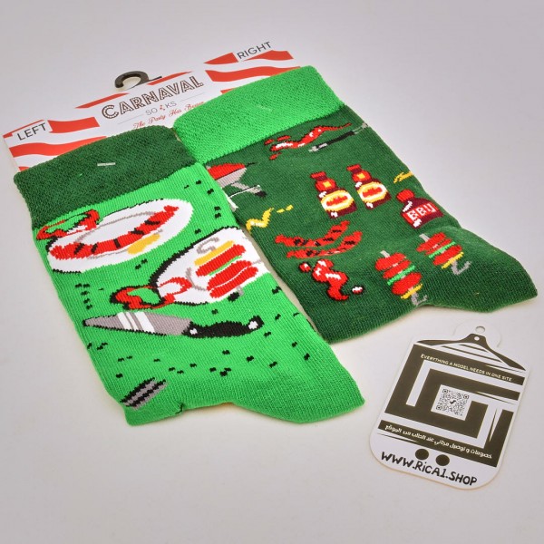 جوارب ملونة carnaval تباين شكلي بين اليمين واليسار - الاخضر 