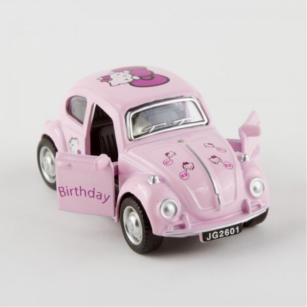 شاحنات معدنية Happy BirthDay عالية الجودة الابواب تفتح والعجلات تدور Hello Kitty باللون الوردي