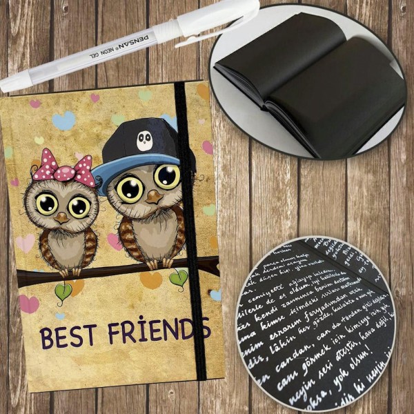 دفتر ملاحظات وقلم بتصميم خاص مزدوج البومة