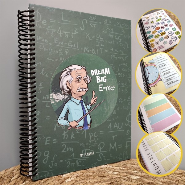 مفكرة مع ملصقات  بجدول حديث كبير اينشتاين ( دزاين رائع جدا ) 