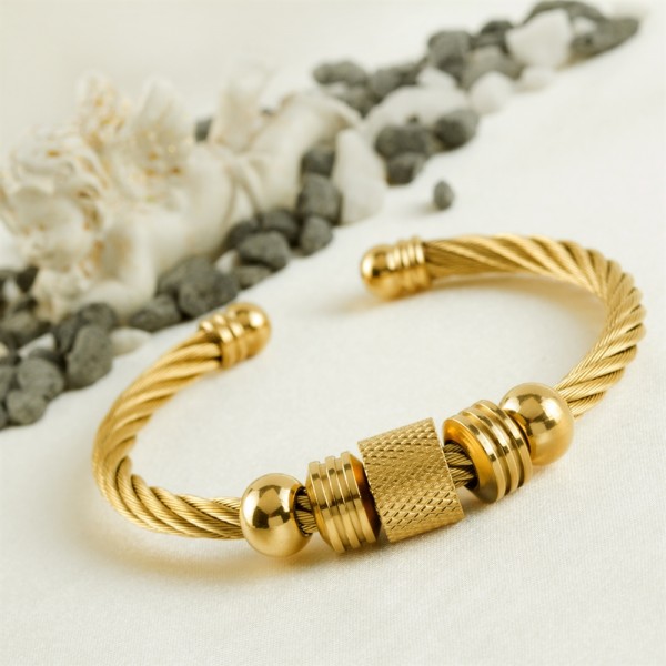 سوار الكفة الفاخرة الملتوية ذهبي بجودة عالية جدا