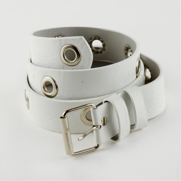 حزام يربط عن طريق  الشبك  (3 سم) جلد جودة جيدة ابيض مع ثقوب مميزة