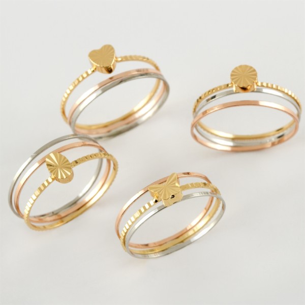 محبس - حلقة مشتركة من الصلب الفاخر المختلط 3 أسطر