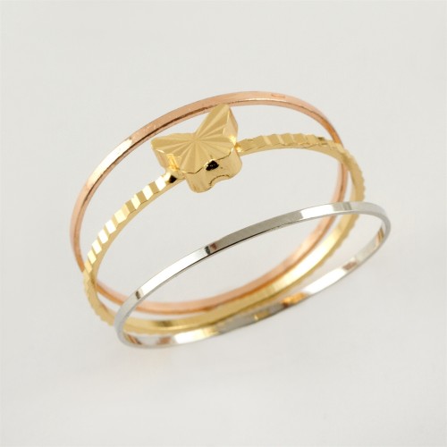 محبس - حلقة مشتركة من الصلب الفاخر المختلط 3 أسطر