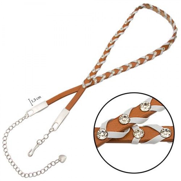 حزام جلد المضفر  اللطيف الرفيع يربط عن طريق  التركيب (1.3 سم) لون برتقالي