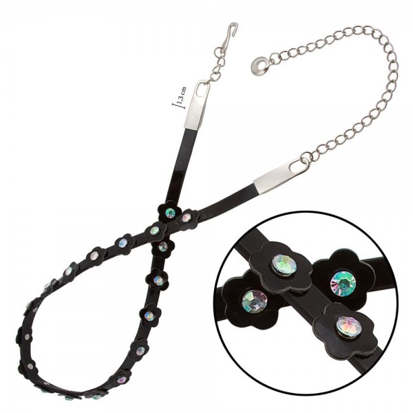 حزام الحجري   اللطيف الرفيع يربط عن طريق  التركيب (1.3 سم) لون اسود