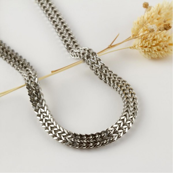 قلادة فاخرة من الفولاذ 40 سم فضي - جودة عالية