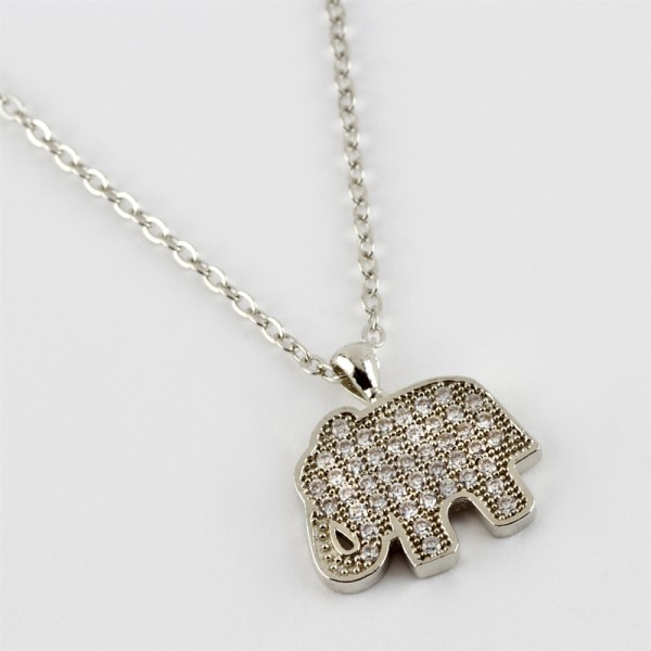 قلادة الاتجاه حجر الزركون مجسم الفيل فضي