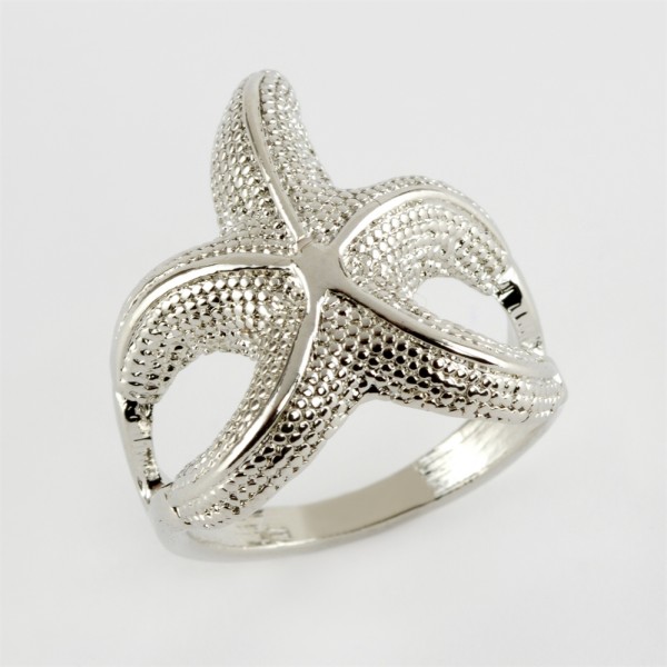 محبس نجم البحر خاتم معدني الشكل فضي