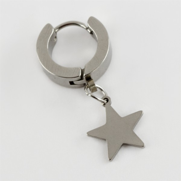 تراجي أقراط رجالية من الصلب على شكل نجمة 1 قطعة - صنع فاخر