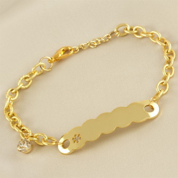 سوار لوحة فارغة قابل للكتابة على شكل ندفة الثلج ذهبي