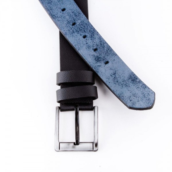 حزام جينز كلاسيكي يربط عن طريق  الشبك  (4.5سم) جلد جودة جيدة اسود