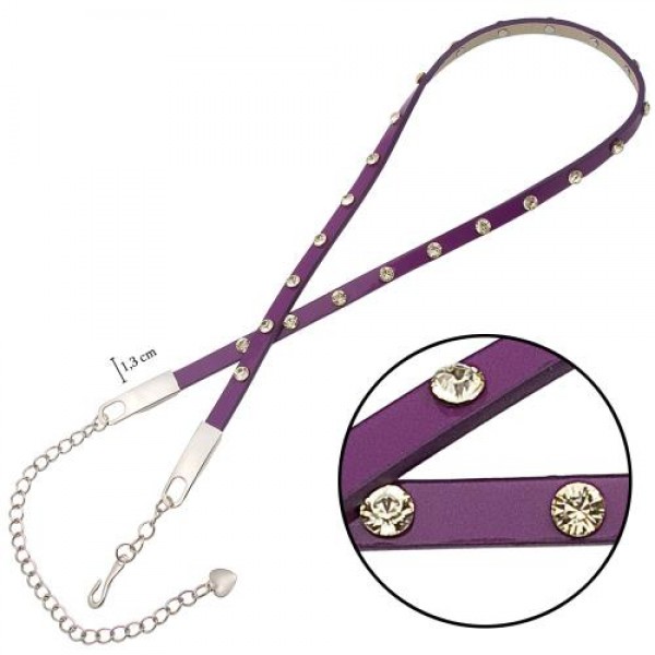 حزام من الجلد الكلاسيكي اللطيف الرفيع يربط عن طريق  التركيب (1.3 سم) لون بنفسجي