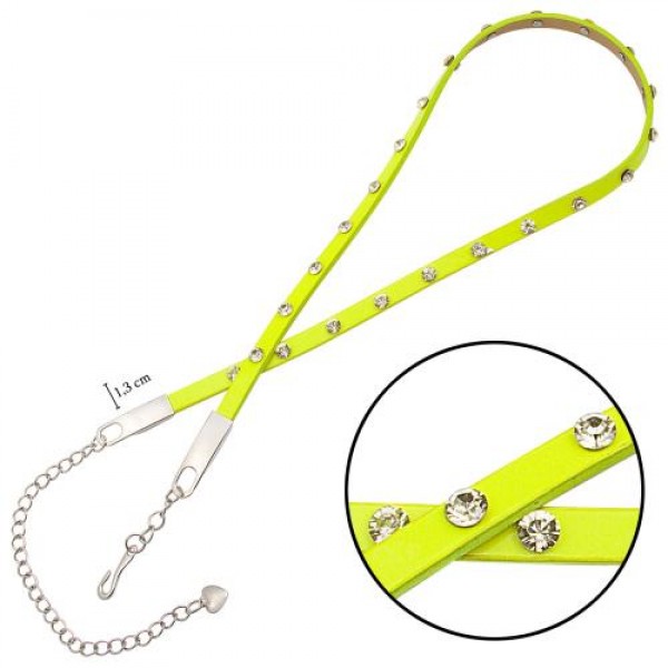 حزام من الجلد الكلاسيكي اللطيف الرفيع يربط عن طريق  التركيب (1.3 سم) لون اصفر