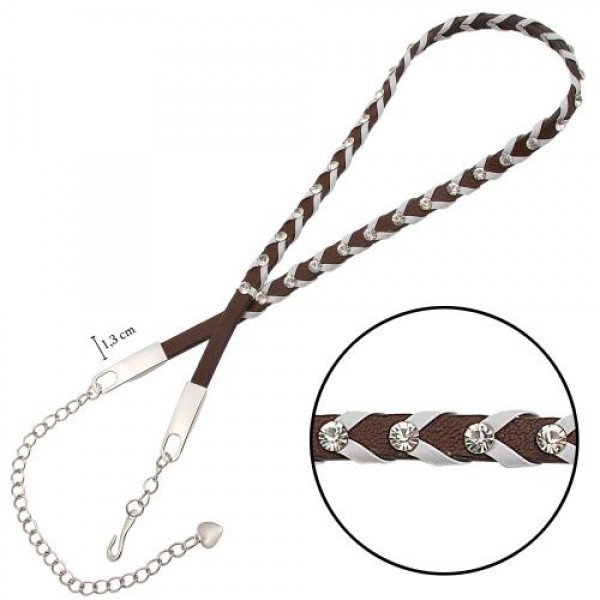 حزام ظفائر  اللطيف الرفيع يربط عن طريق  التركيب (1.3 سم) لون جوزي