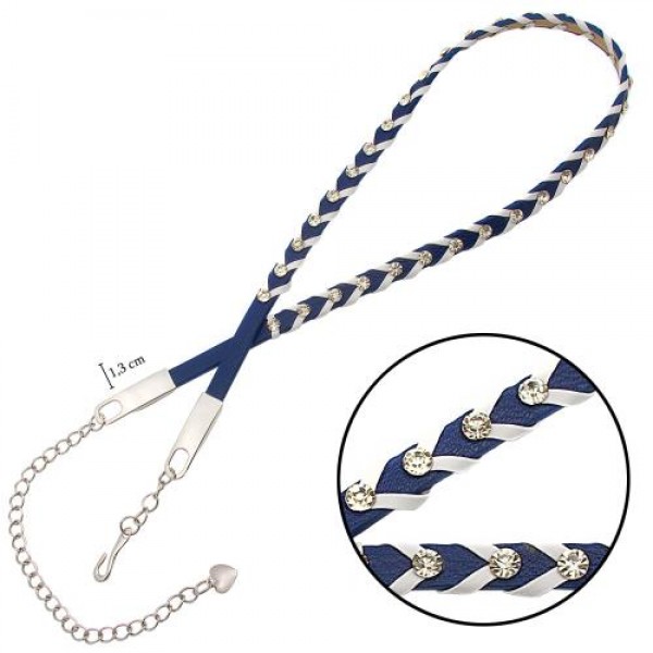 حزام على شكل ظفيرة رفيع ولطيف يربط عن طريق  التركيب (1.3 سم) لون ازرق