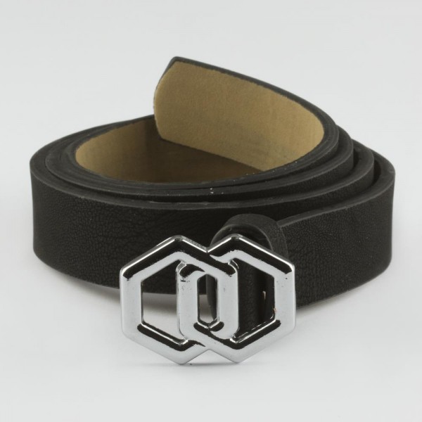 حزام جلد اسود مشبك مربع (2.5 سم)